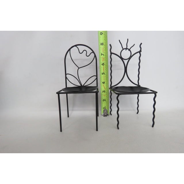 Metal Candle Holders Pair of 2 Decorative Chair Wire Design Black Finish 5037b For Sale - Image 13 of 14