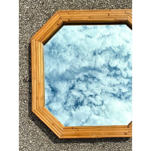 Vintage Octagonal Bamboo Wall Mirror For Sale - Image 9 of 17