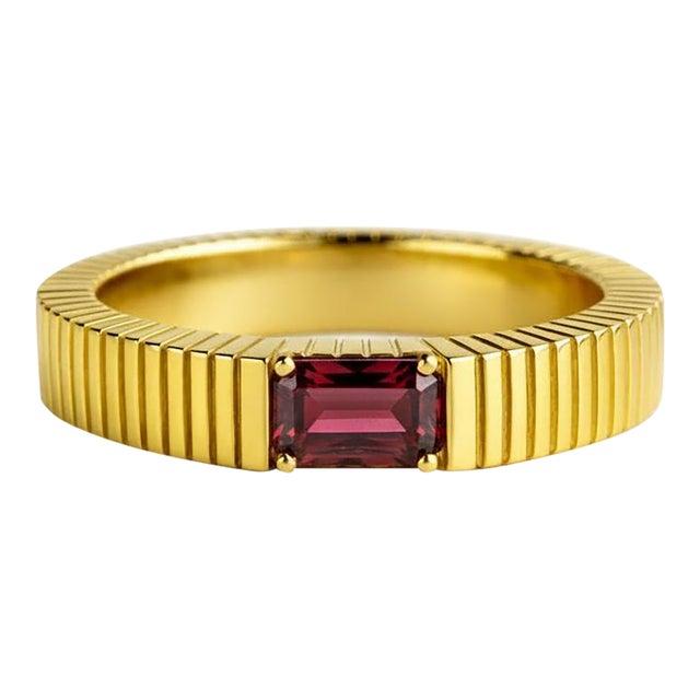 Garnet Solitaire Ring for Men Silver, Gold, Size 9 For Sale