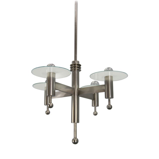 Vintage Nickel-Plated Chandelier, 1920s For Sale