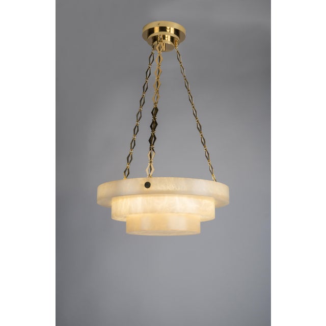 Early 21st Century Andorra Tiered Alabaster and Polished Lacquered Brass Pendant Light by ZAVADSKI, 2020 For Sale - Image 5 of 5