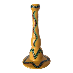 California Art Pottery Yellow Speckle Candlestick Holder by Lynda Feman Circa 1998