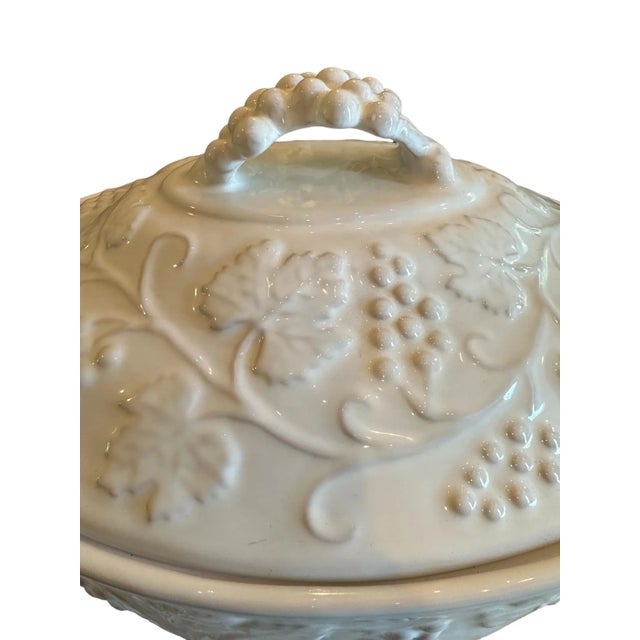 Vintage Grazia Deruto White Soup Tureen With Platter and Spoon For Sale - Image 4 of 13