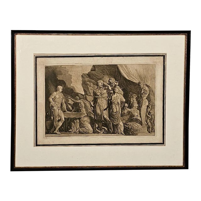 Engraving of an Ancient Scene, Italy Circa 1820 For Sale