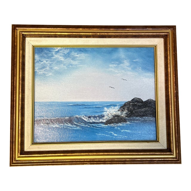 1990’s Original Impressionist Seascape Painting “Secluded Beach” For Sale