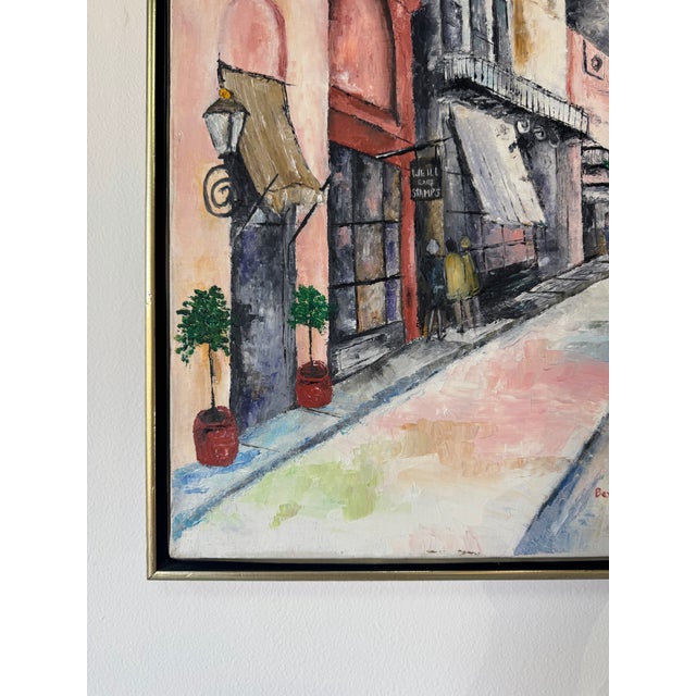 Black 1980’s “Parisian Street Scene” Oil on Canvas Painting by Beverly For Sale - Image 8 of 12