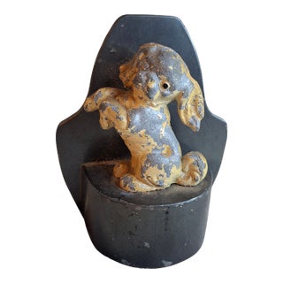 Antique Judd Co Cast Iron Japanese Spaniel Dog Doorstop 1267 Begging Pup 1920s For Sale