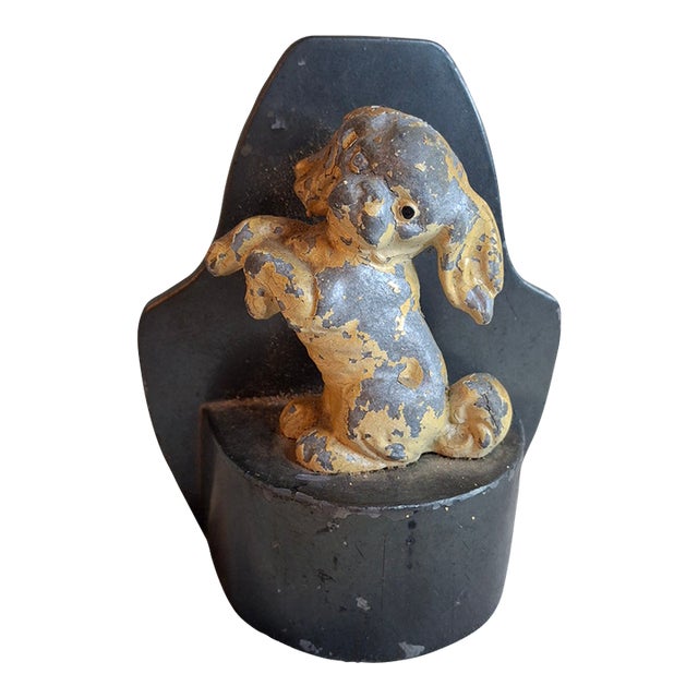 Antique Judd Co Cast Iron Japanese Spaniel Dog Doorstop 1267 Begging Pup 1920s For Sale