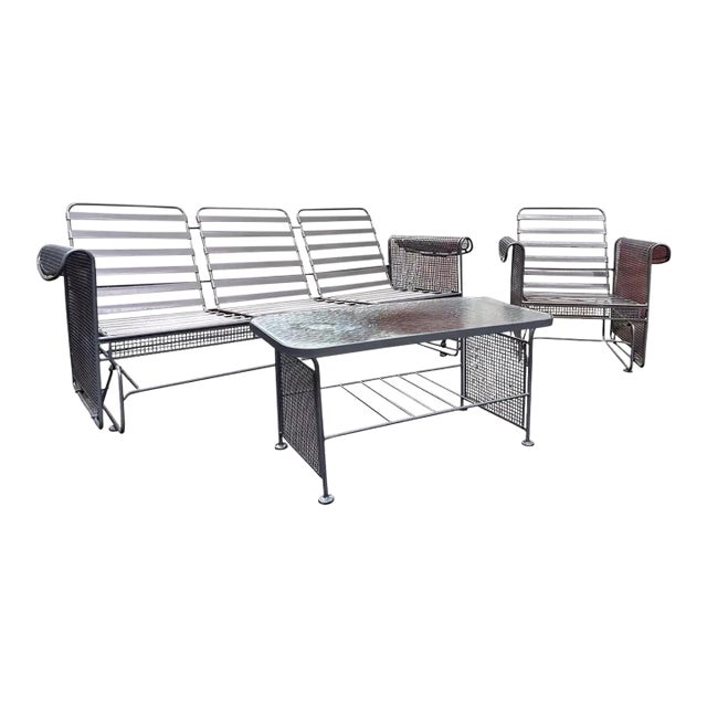 Russell Woodard Mid Century Modern Glider Sofa and Chair Patio Set, 3 Pieces For Sale