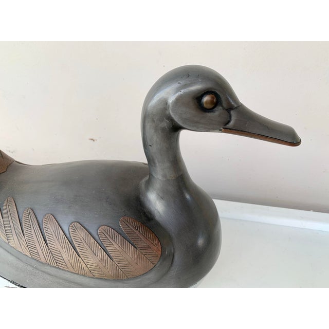 Vintage Pewter & Brass Duck Trinket Boxes -2 For Sale - Image 10 of 11