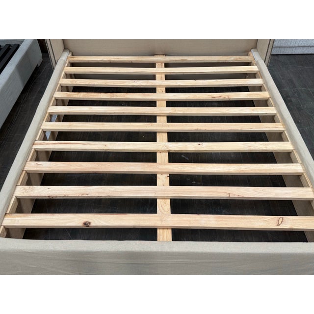 Beige California King Size Restoration Hardware Wingback Bed Frame For Sale - Image 8 of 12