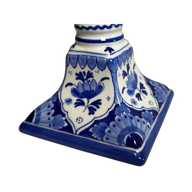 Hand-Painted Blue and White Candlestick by C. Tetteroo for Royal Delft, 1973 For Sale - Image 3 of 12
