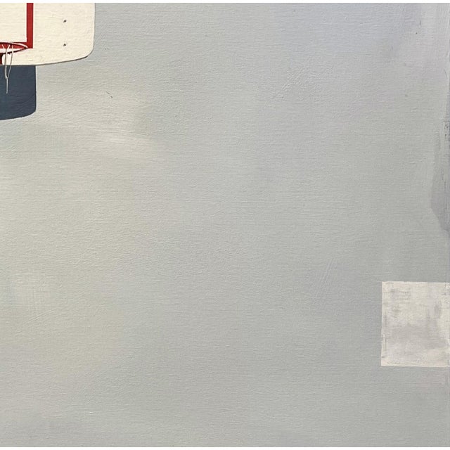 Let's Go by Justin Wheatley | Acrylic on Canvas Basketball hoop and ball against a wall. For Sale - Image 4 of 5