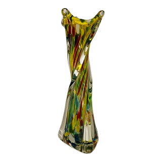 Vintage Murano Styled Twist Vase For Sale