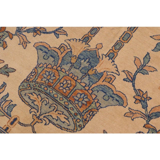 Oriental Ziegler Beige Turquoise Hand-Knotted Wool Rug - 9'0'' X 11'5'' For Sale In New York - Image 6 of 8