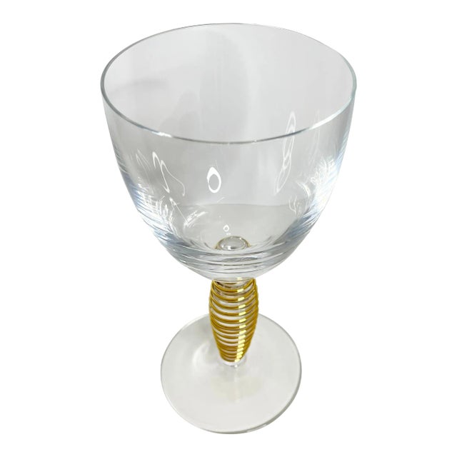 Vintage Modern Kosta Boda Epoque Gold Spiral Stem Anna Ehrner Wine Glass For Sale