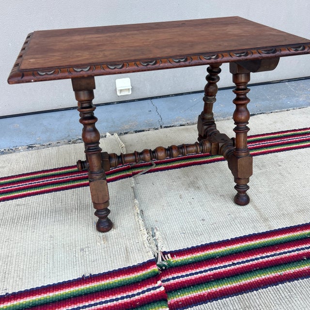 Brown Antique Walnut William and Mary Style Turned Leg Small Sized Side Table, Circa 1920's For Sale - Image 8 of 12