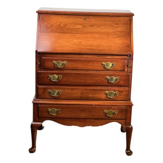 Vintage Solid Cherry Queen Anne Style Slant Front Secretary Desk by Pennsylvania House For Sale