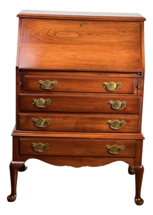 Vintage Solid Cherry Queen Anne Style Slant Front Secretary Desk by Pennsylvania House