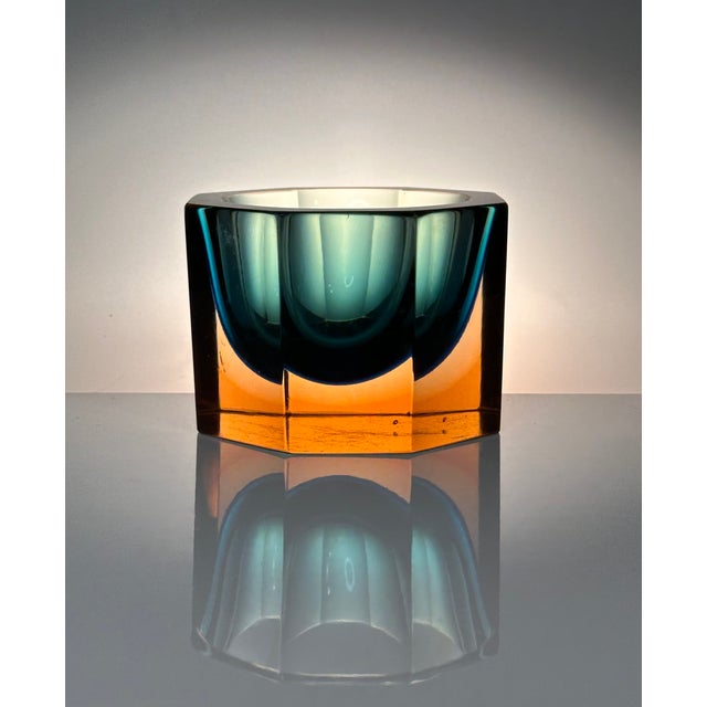 This impressive Murano glass block bowl was handcrafted in Venice, Italy during the 1960s. The fine object is attributed...