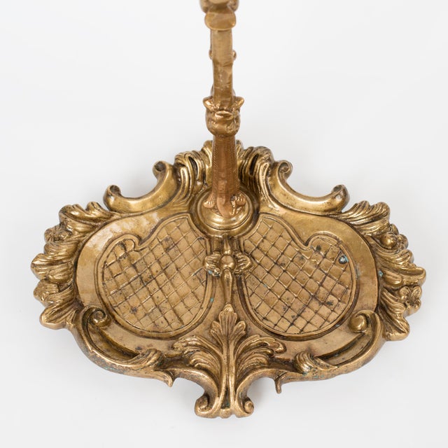 1960s Spanish Baroque Curated Brass Fireplace Tools Set With Stand - 3 Pieces For Sale - Image 9 of 10