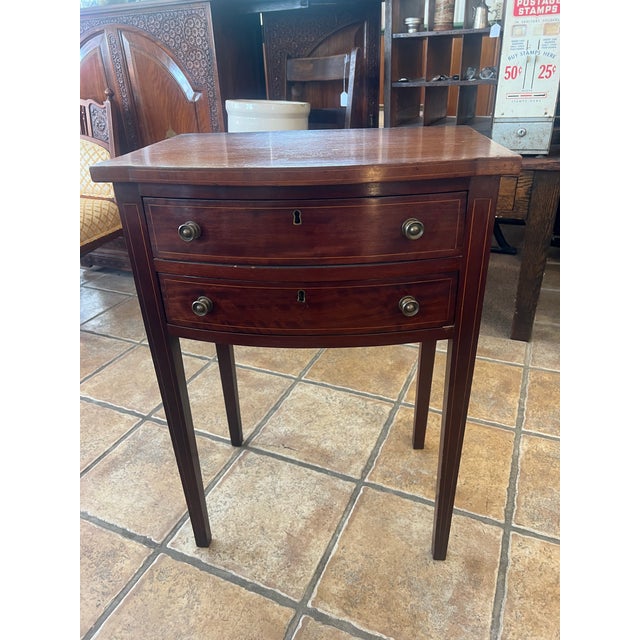 Mid 1800's Mahogany 2 Drawer Stand With Inlay Detail For Sale - Image 9 of 11