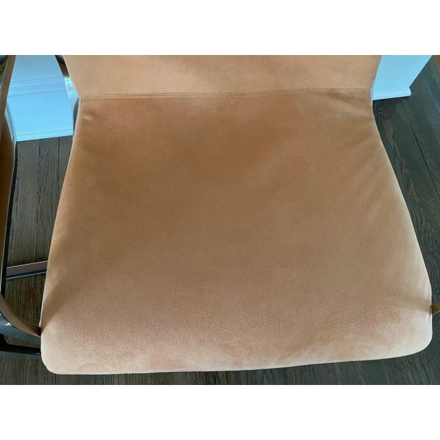 Pair of Mid Century Modern Milo Baughman Style Chrome & Ultrasuede Club Chairs For Sale - Image 9 of 13