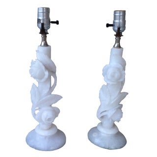 Vintage White Marble/Onyx Table Lamps - A Pair For Sale