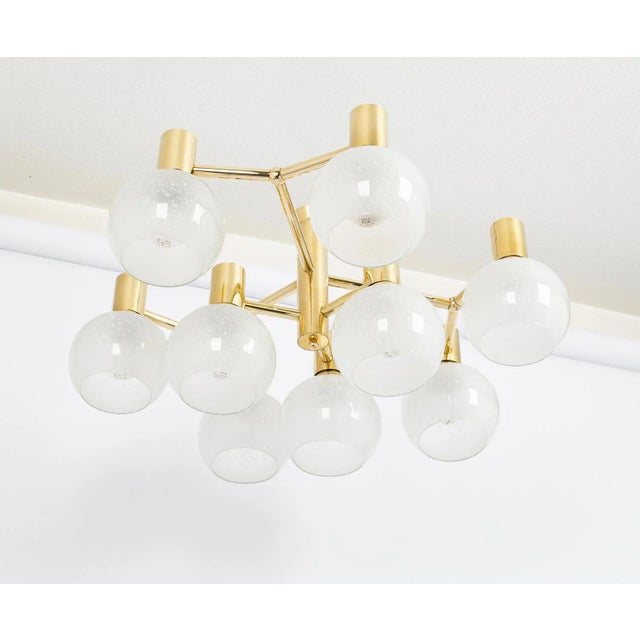 Brass Flush Mount in style of Sciolari, Italy, 1960s For Sale - Image 3 of 10