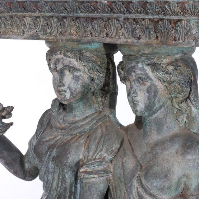 Metal Antique Grecian Figural Bronze Garden Planter 19th Century For Sale - Image 7 of 13