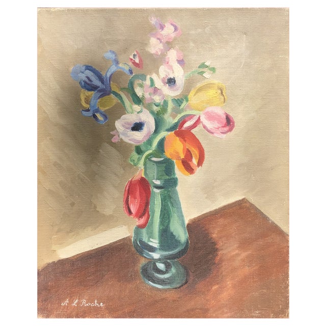 Alexis Louis Roche, Bouquet de fleurs, Oil on Canvas For Sale
