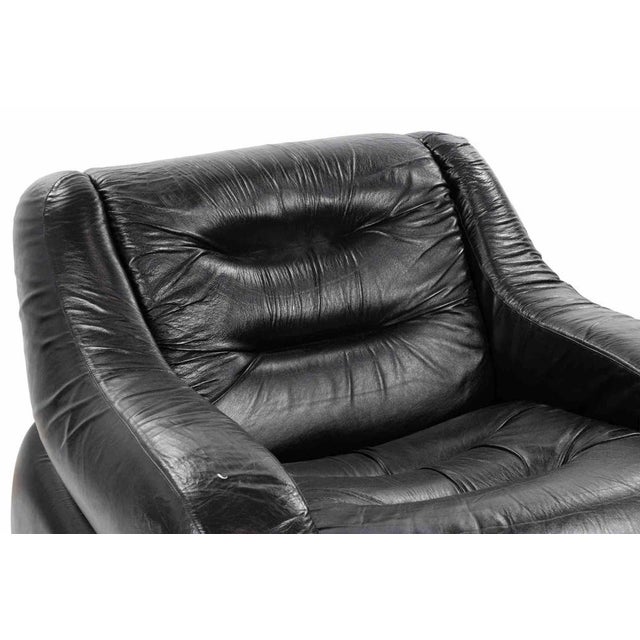 Animal Skin Vintage Black Leather Lounge Armchair, Italy, 1970s For Sale - Image 7 of 8