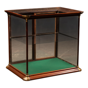 Antique Mahogany & Brass Countertop Display Case With Wavy Glass