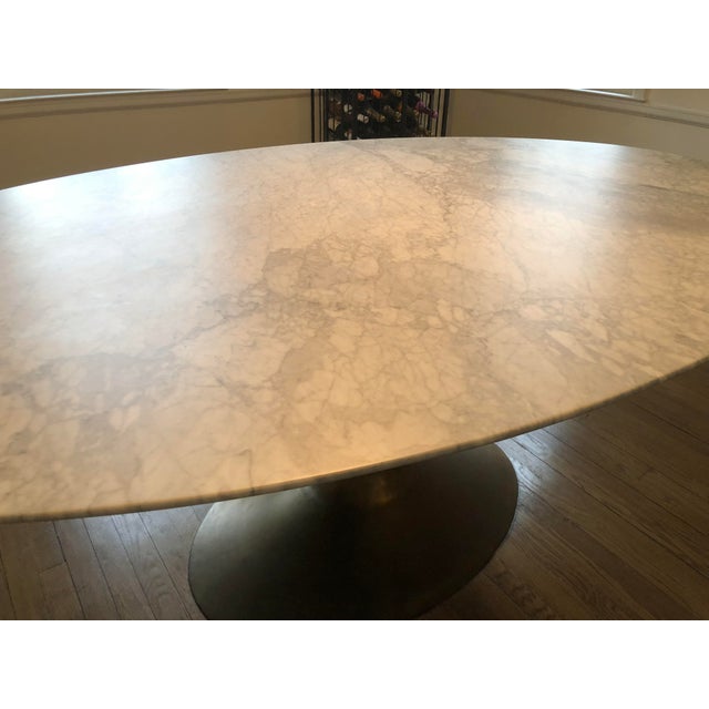 Contemporary Restoration Hardware Aero Marble Oval Dining Table Chairish