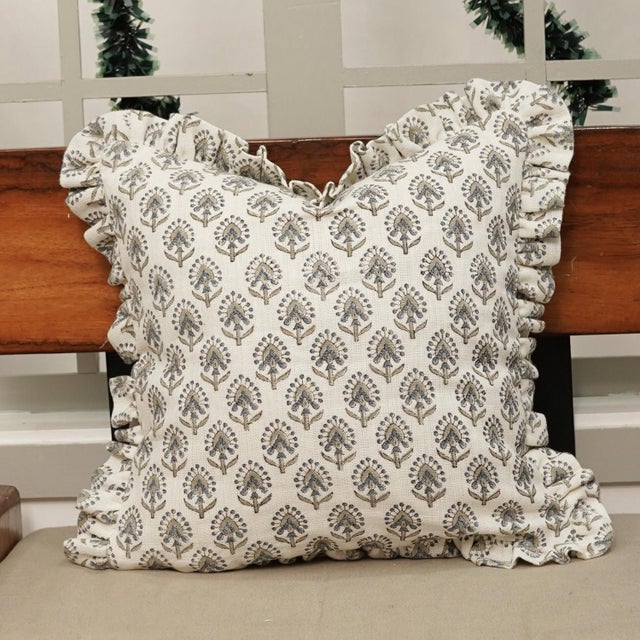 Bring timeless artisanal charm to your home with the Gurukul Block Print Boho Frill Pillow Cover. Handcrafted from premium...
