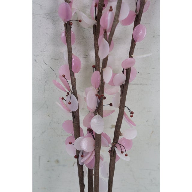 Mid 20th Century 4 Mid Century Pink Glass Cherry Blossom Flower Arrangement Stems 19" For Sale - Image 5 of 8