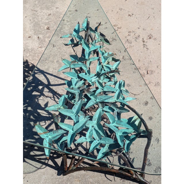 Late 20th Century Hand Made Copper Triangle Mangrove Coffee Table Botanical For Sale - Image 11 of 16