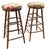 Brown Pair Mid 20th Century Turned Walnut and Upholstered Barstools For Sale - Image 8 of 8