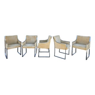 Comfort Designs Chrome and Upholstered Armchairs (Set of 5) For Sale