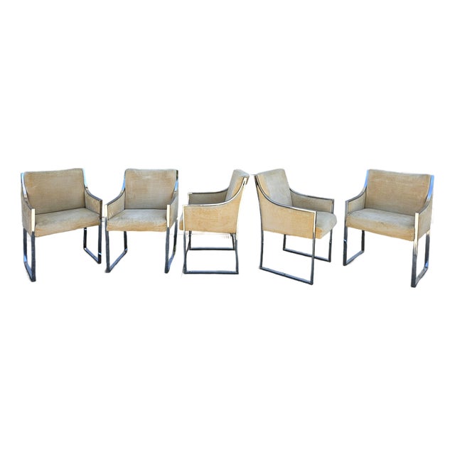 Comfort Designs Chrome and Upholstered Armchairs (Set of 5) For Sale