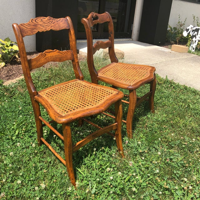 Victorian Caned Seat Chairs A Pair Chairish