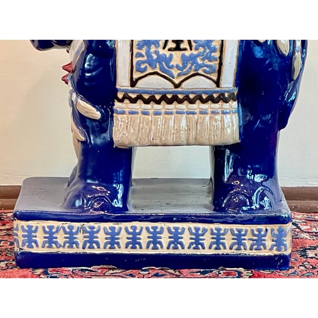 Vintage Ceramic Elephant Garden Stool/ Table/ Plant Stand For Sale - Image 9 of 12