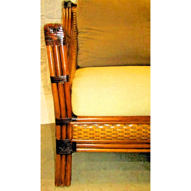 1970s Rattan Wicker Mandalay Chair With Cushions For Sale - Image 16 of 18
