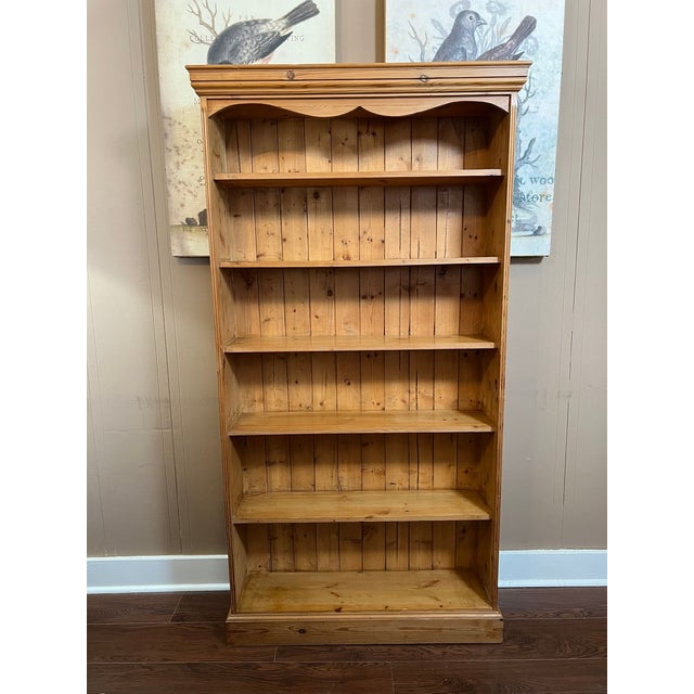 Antique English Country Pine Bookcase Bookshelf Tall Narrow Open Shelf c1900. Direct from England, a handsome antique...