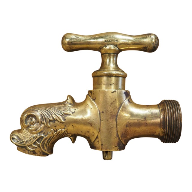 A Heavy Circa 1850 French Gilt Bronze Dolphin Form Fountain Spout For Sale