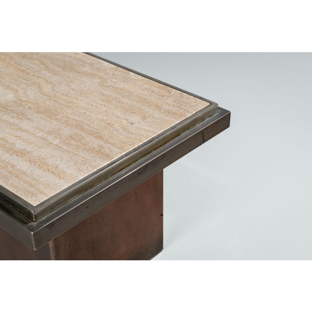 Vintage Coffee Table in Polished Metal and Travertin from Belgo Chrom, 1970s For Sale - Image 9 of 12