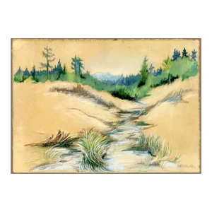 Original Landscape Painting, Mushroom Dyed Landscape I by Kathleen Ney