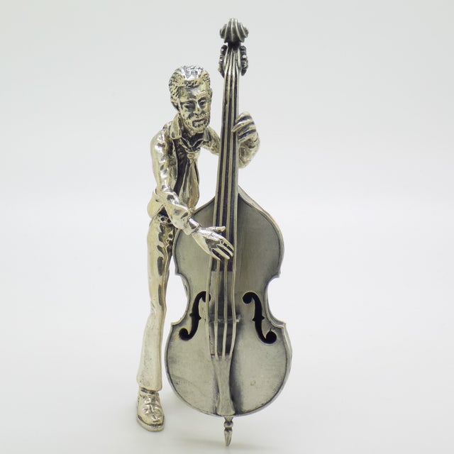 1970s Vintage Italian Genuine Silver Cellist Large Figurine from Arezzo Toscane, 1970s For Sale - Image 5 of 18