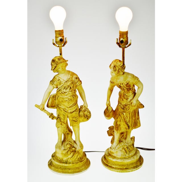 1958 Vintage Quartite Creative Corp Figural Table Lamps A Pair Chairish