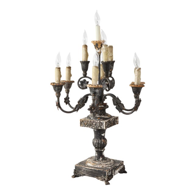 19th Century Italian Wood and Gesso Candelabra, Electrified For Sale